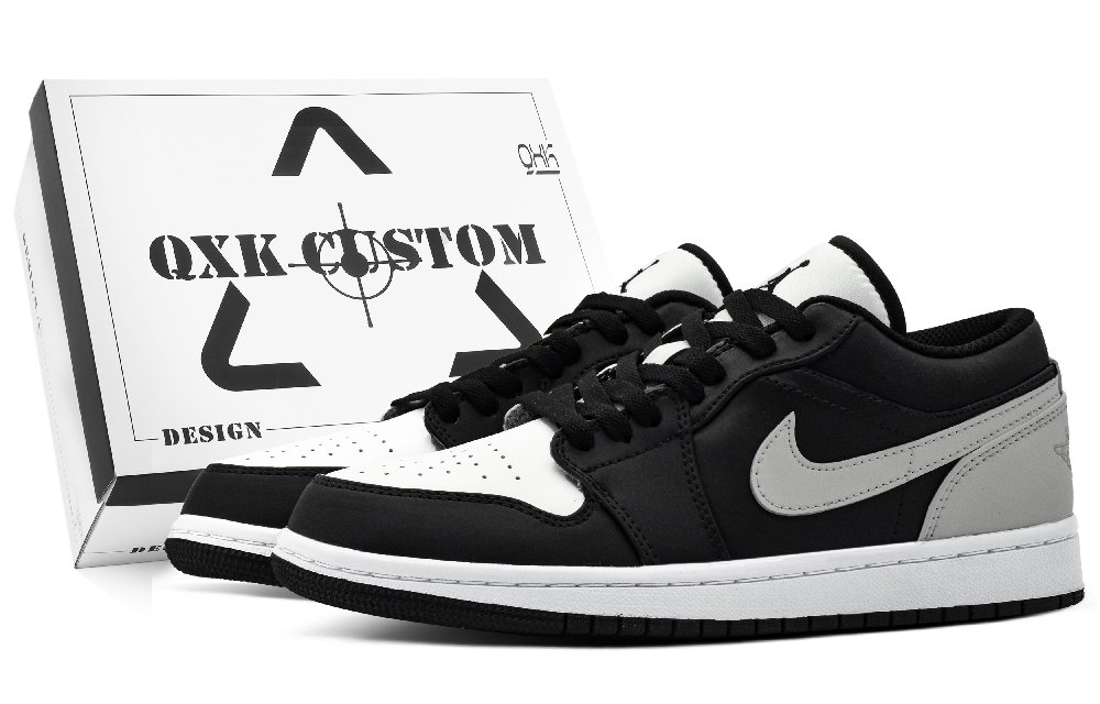 Jordan Air Jordan 1 Smoke Gray Abrasion Resistant Low Top Vintage Basketball Shoes Men's Black Gray