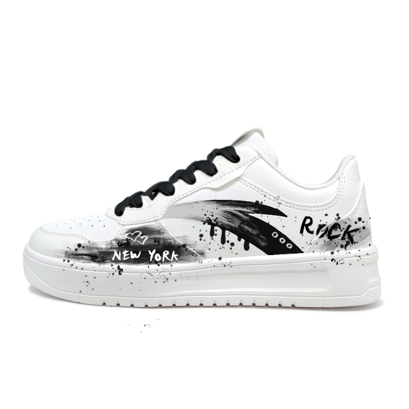 Anta Relaxed Wear resistant And Lightweight Low Top Skateboard Shoes Unisex Black White