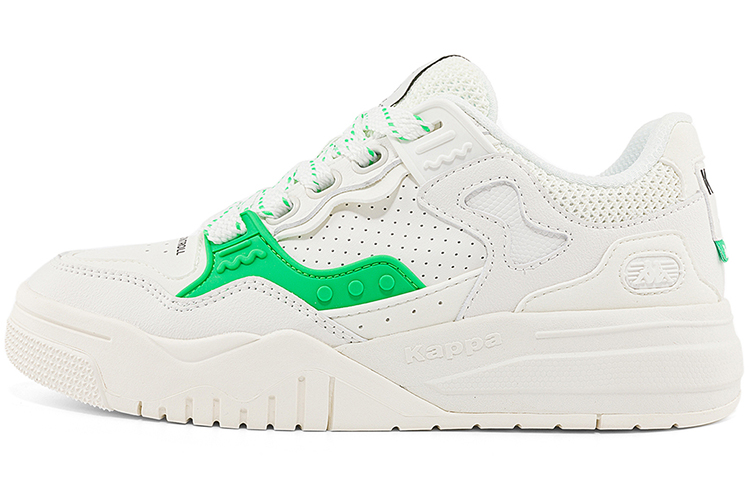 Kappa Anti Slip Wear Resistant Low Top Skateboard Shoes Unisex White Green