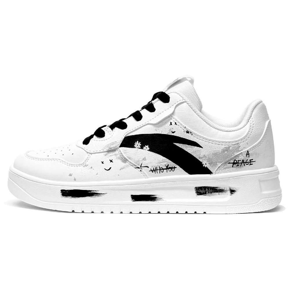 Anta Life Collection Anti-Slip And Wear-Resistant Lightweight Low-Top Skateboard Shoes Women's Black White