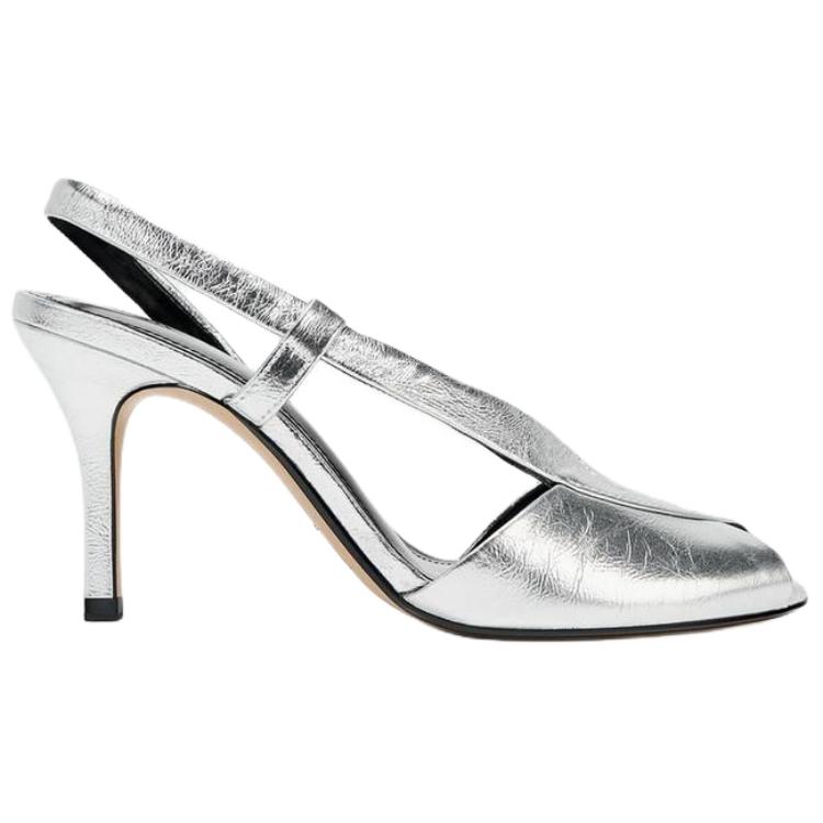 ZARA One Strap Sandals 9.5cm Women's Silver