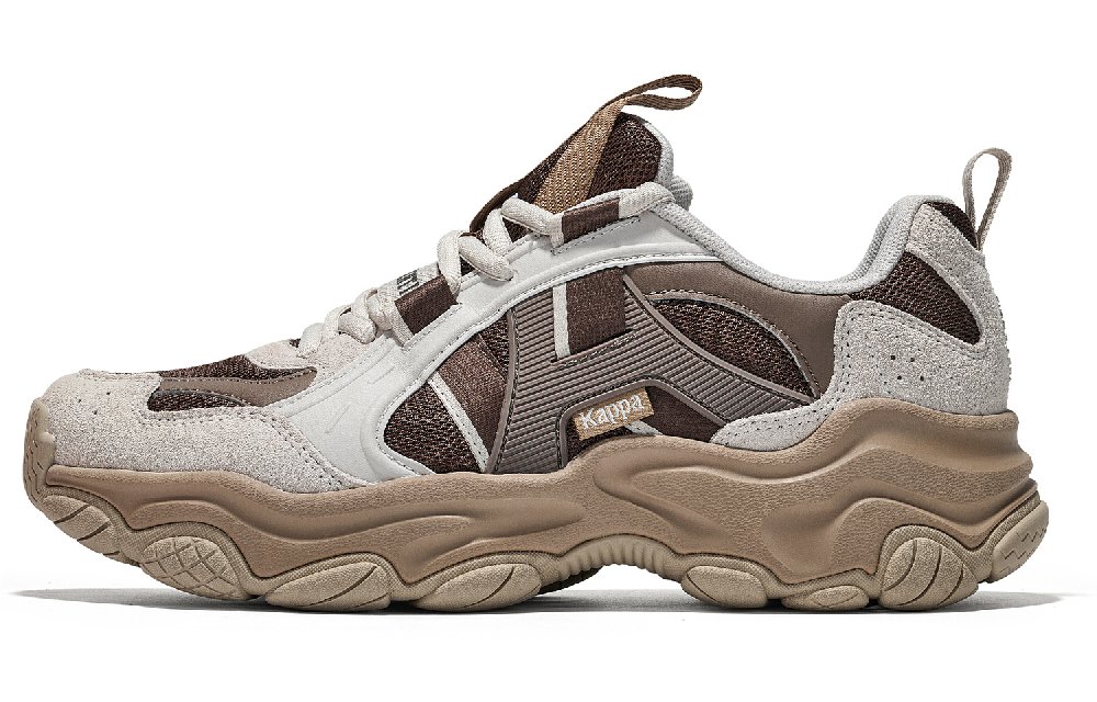 Kappa Slip-Resistant Low-Top Running Shoes Unisex Brown Gray