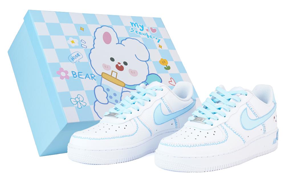Nike Air Force 1 Slip Resistant Low Top Skateboard Shoes Women's Blue White