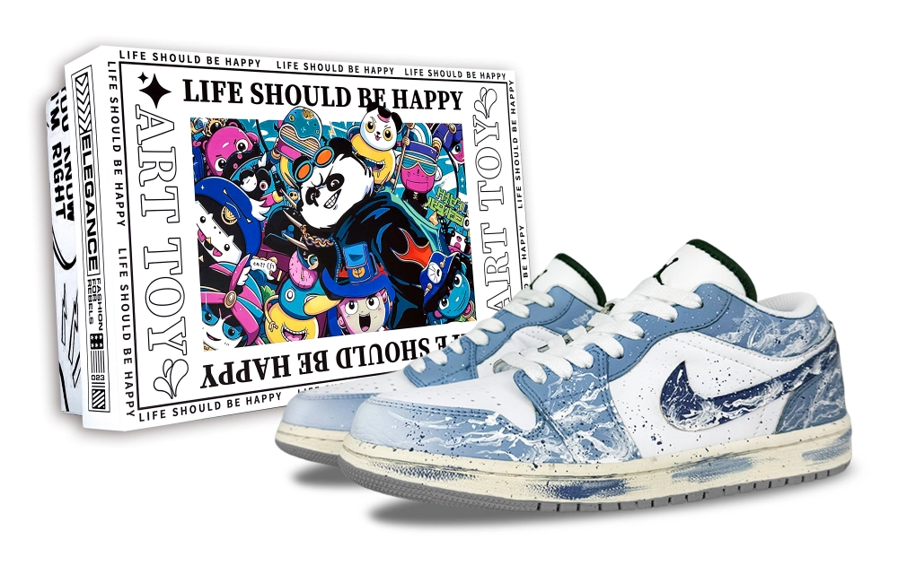Jordan Air Jordan 1 To The Cloud, Trendy Toy, Box Abrasion Resistant Low Top Vintage Basketball Shoes Unisex Blue White