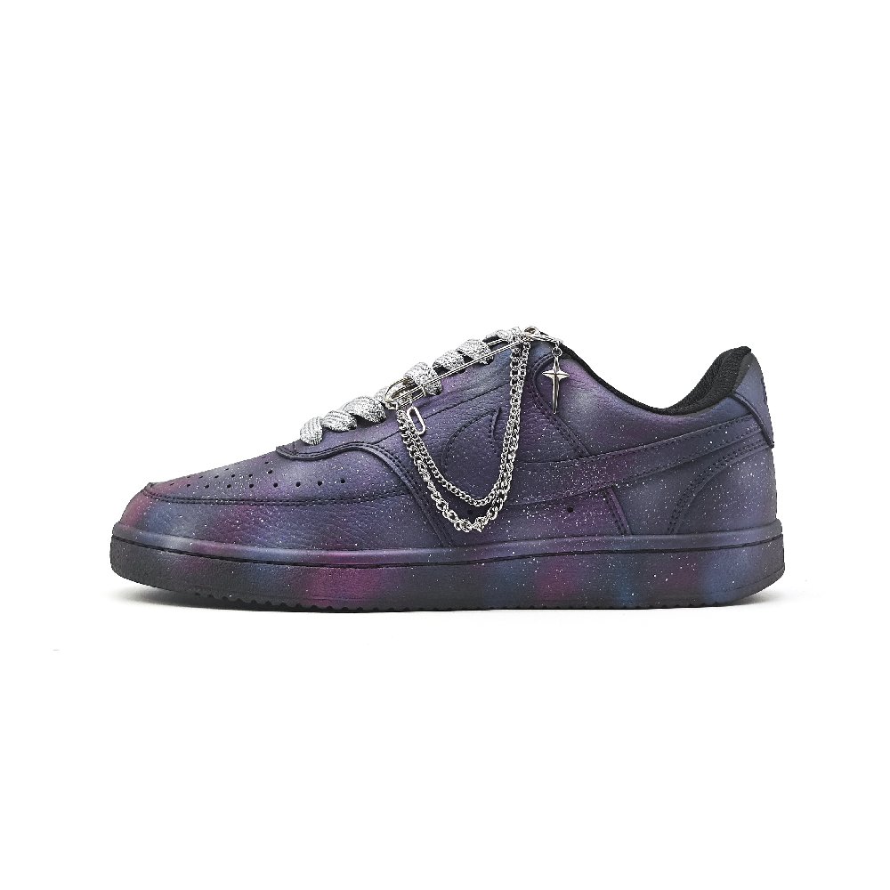 Nike Court Vision Galaxy Dust Slip Resistant, Abrasion Resistant, Breathable Low Top Skateboard Shoes Unisex Purple