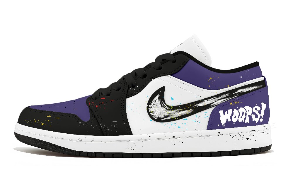 Jordan Air Jordan 1 Abrasion Resistant Low Top Vintage Basketball Shoes Unisex Black Purple