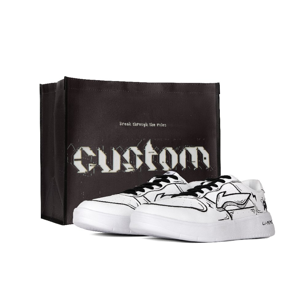 LiNing Pontoon Boats Slip Resistant, Abrasion Resistant, Breathable Low top Skateboard Shoes Men's Black White