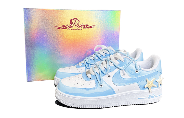 Nike Air Force 1 Skateboard Shoes Women's Low-Top White Blue