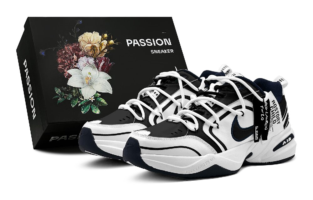 Nike Air Monarch 4 Breathable Low-Top Chunky Sneakers Unisex Black White