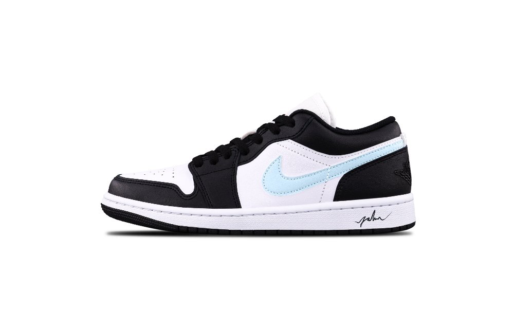 Jordan Air Jordan 1 Blue Sky And White Clouds Cushioning, Wear Resistant Low Top Skateboard Shoes Unisex Black Blue