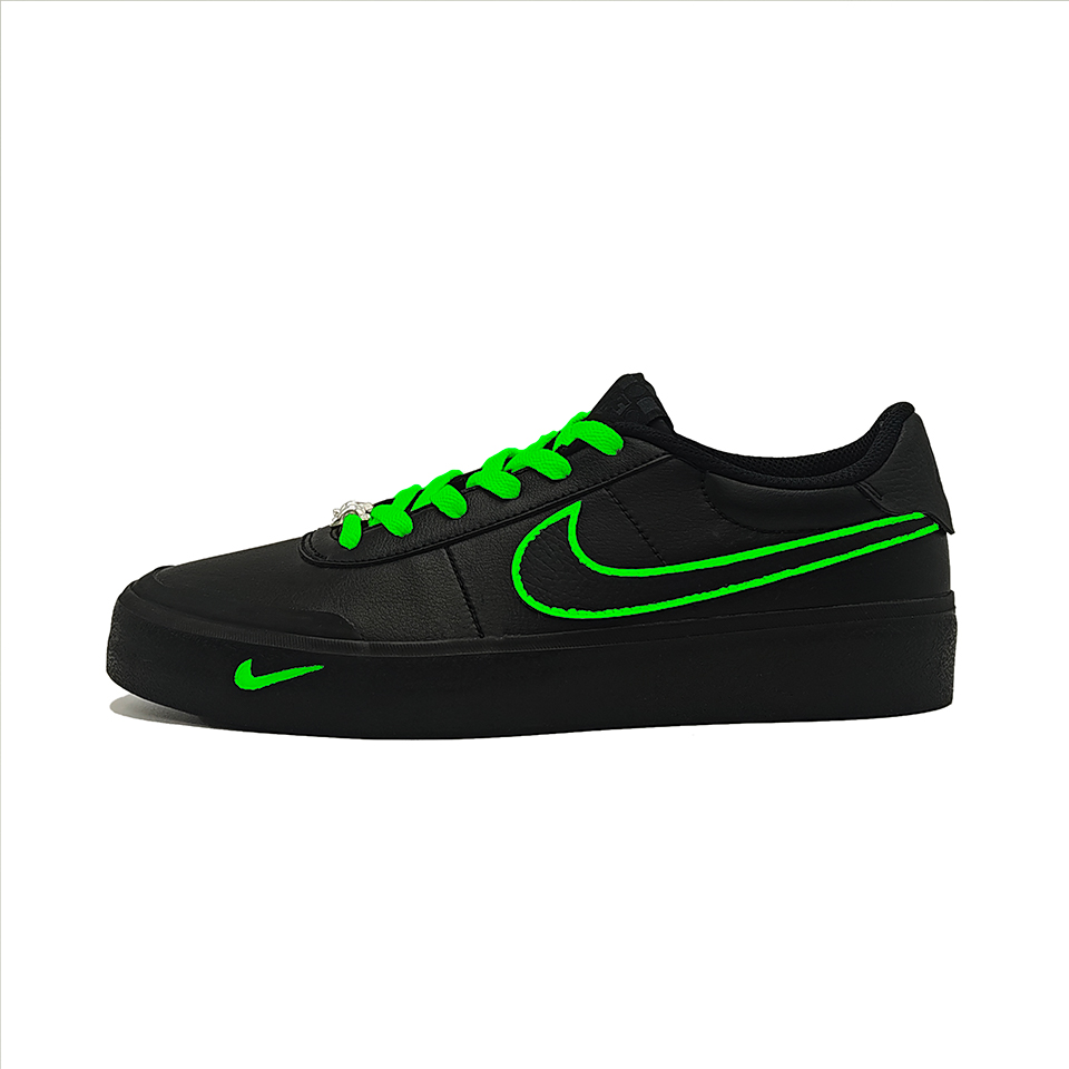 Nike Court Shot Low Top Skateboard Shoes Unisex Black Green