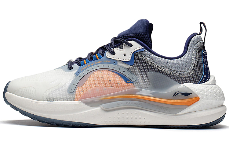 LiNing Spark Rebound Low Top Sports Casual Shoes Men's White Purple Blue