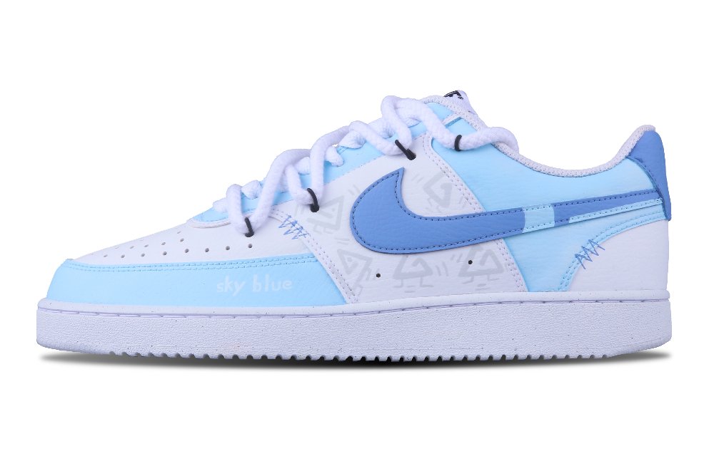 Nike Court Vision 1 Blue Sky Slip Resistant Shock Absorbers Low top Skateboard Shoes Men's Blue White