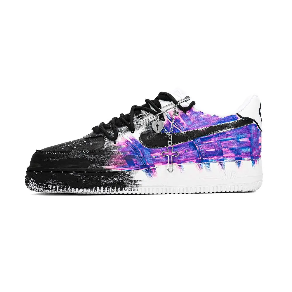 Nike Air Force 1 Neon City AF1 Cushioning Low top Skateboard Shoes Unisex White Purple Black