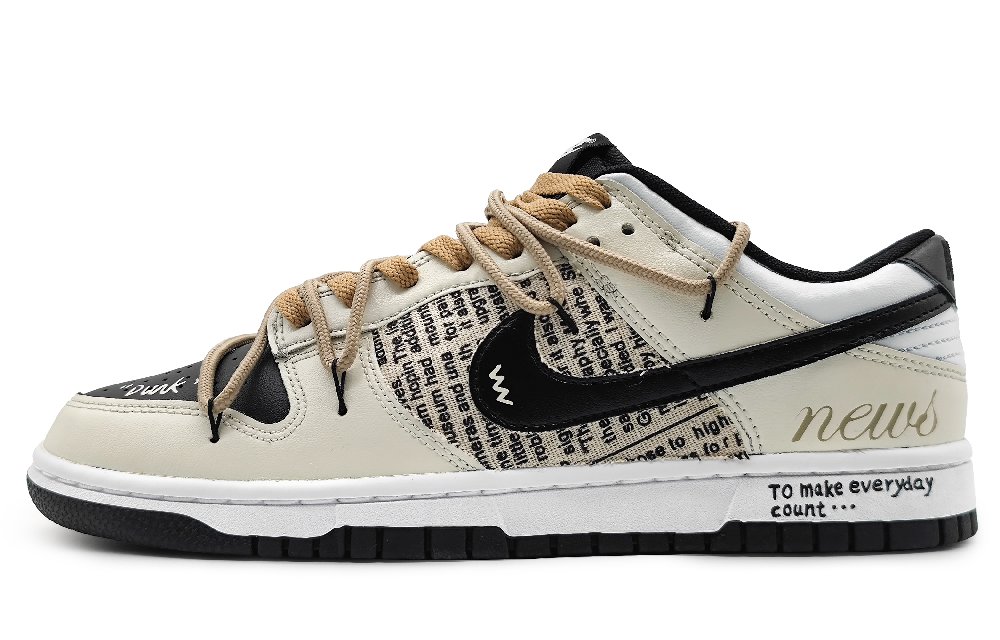 Nike Dunk Anti-Slip And Wear-Resistant Lightweight Low-Top Skateboard Shoes Men's Beige Black