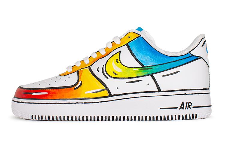 Nike Air Force 1 Air Force 1 Low Top Skateboard Shoes Unisex Orange Yellow Blue