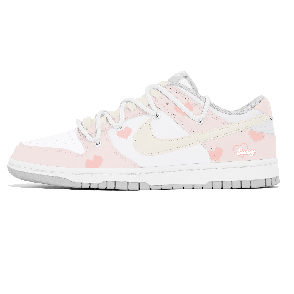 Nike Dunk Low Top Skateboard Shoes Women's White Pink