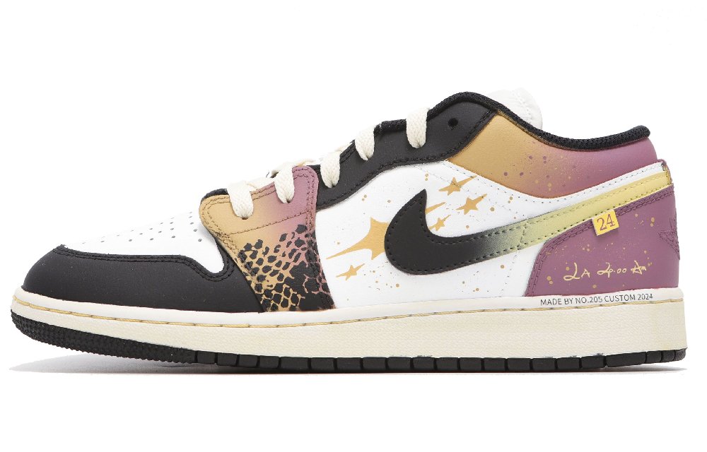 Jordan Air Jordan 1 Abrasion Resistant Low Top Vintage Basketball Shoes Unisex Purple Yellow