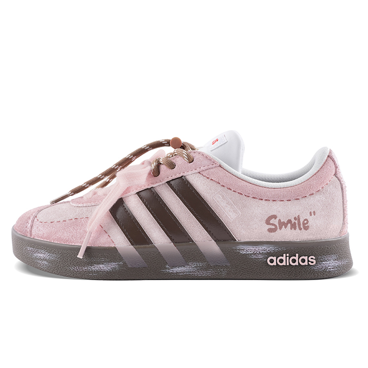 Adidas VL COURT 2.0 Cushioning, Wear Resistant Low top Skateboard Shoes Pink Brown