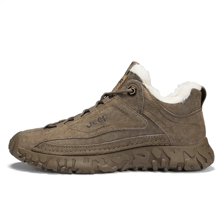 Jeep Thermal Fleece Lined Insulated Shoes Ankle Length Snow Boots Men's Khaki