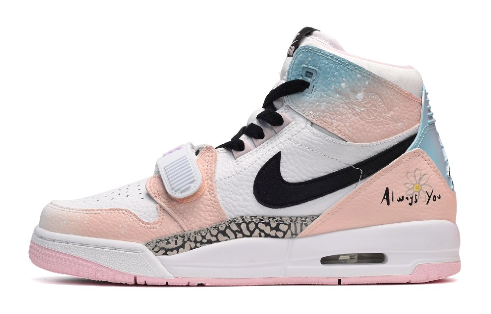 Jordan Legacy 312 High-Top Vintage Basketball Shoes GS Pink Blue White