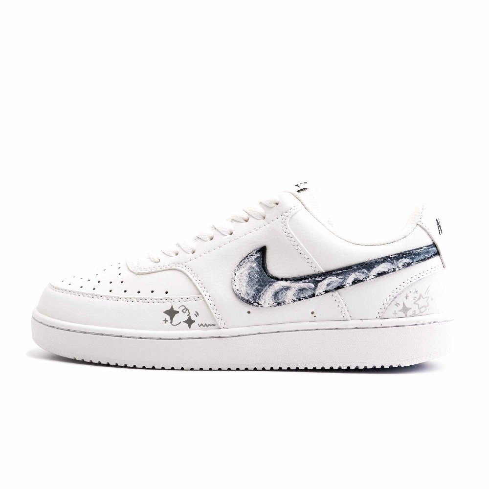 Nike Court Vision 1 Star Moon Silver Wing Cushioning, Wear Resistant Low Top Skateboard Shoes Unisex White