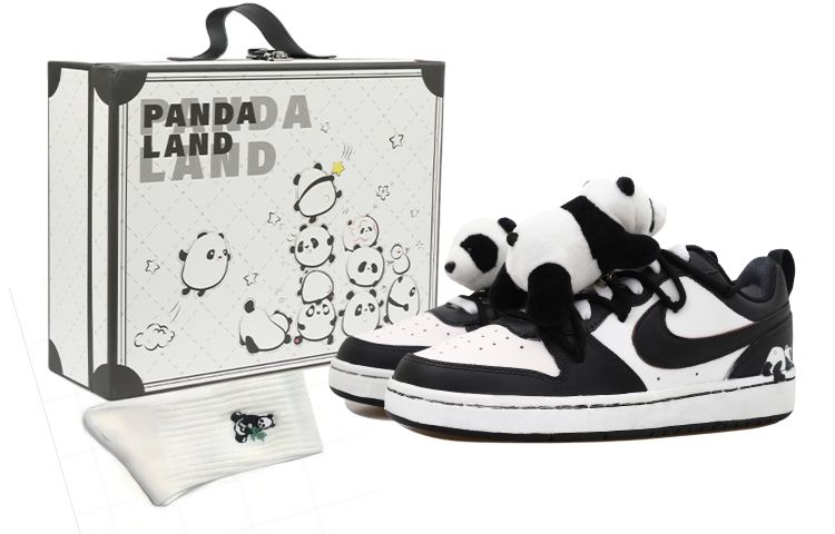 Nike Court Borough Low 2 OKHR Low Top Skateboard Shoes GS Black White