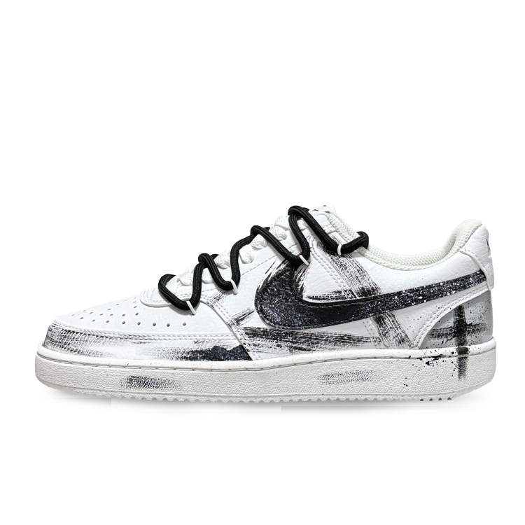 Nike Court Vision 1 Goth Twilight Mark 1.0 Slip-Resistant Breathable Low-Top Skateboard Shoes Unisex Black White Gray