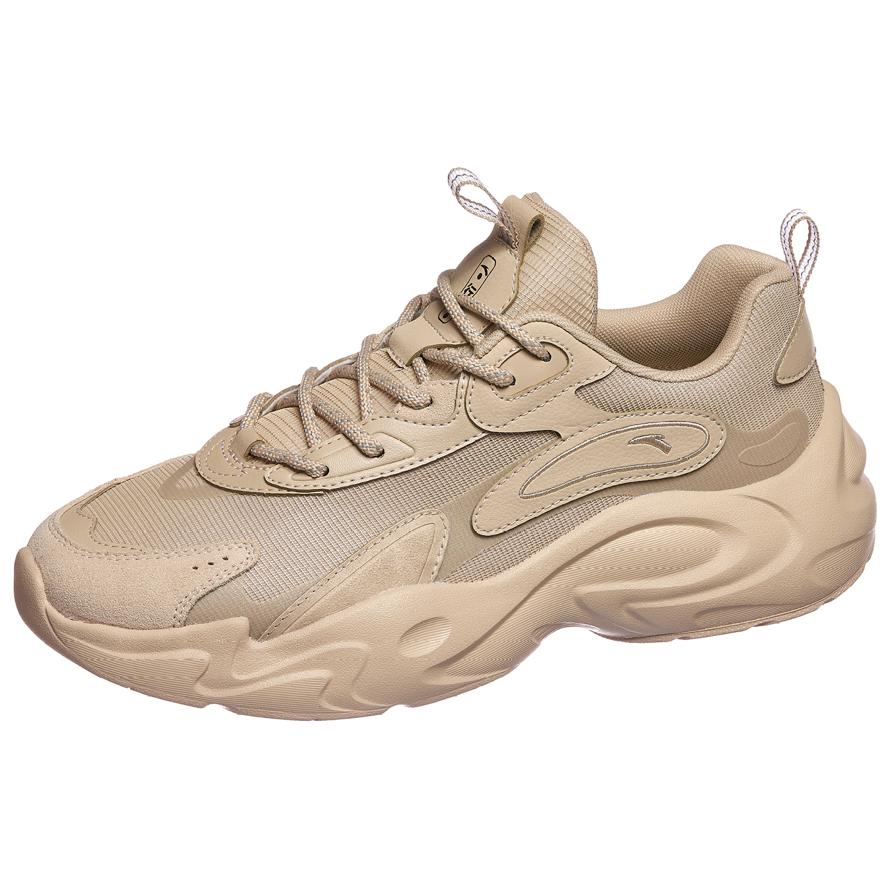 Anta Life Collection Cushioned Slip-Resistant Low-Top Chunky Sneakers Men's Natural Wood Color