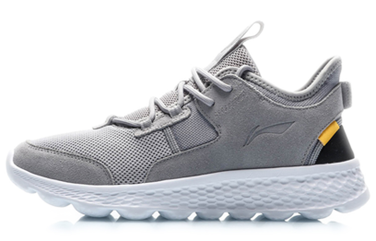 LiNing EazGo Slip Resistant, Abrasion Resistant, Lightweight Mid Top Casual Shoes Unisex Snow Gray