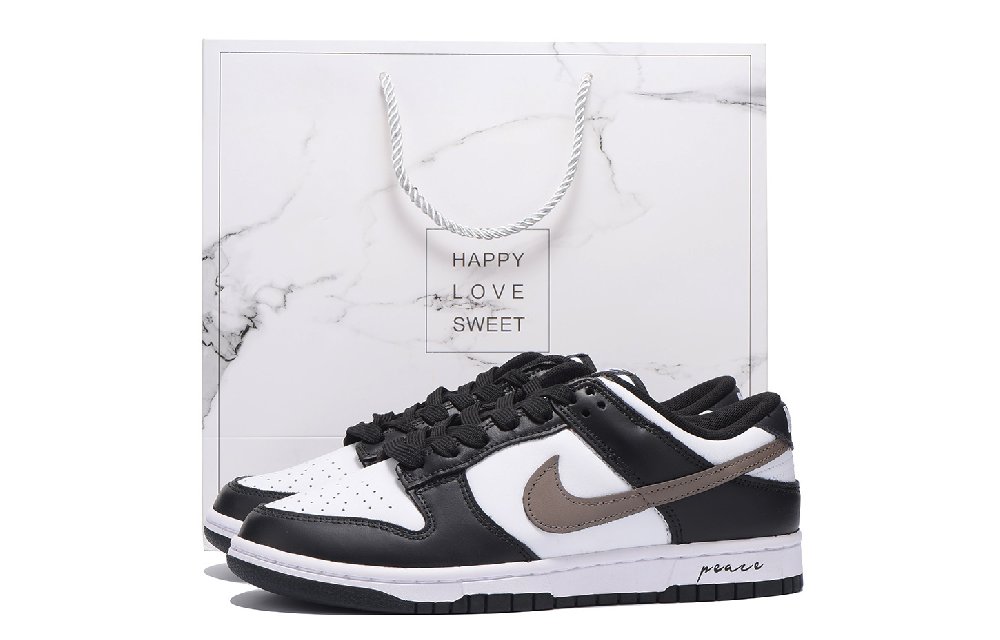 Nike Dunk Anti-Slip Wear-Resistant Low-Top Skateboard Shoes Unisex Black Brown