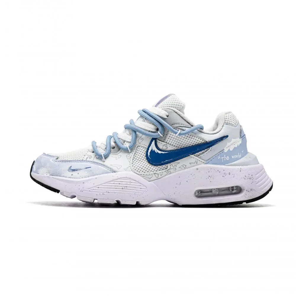 Nike Air Max Fusion Shock Absorbers Low Top Running Shoes Men's White Blue