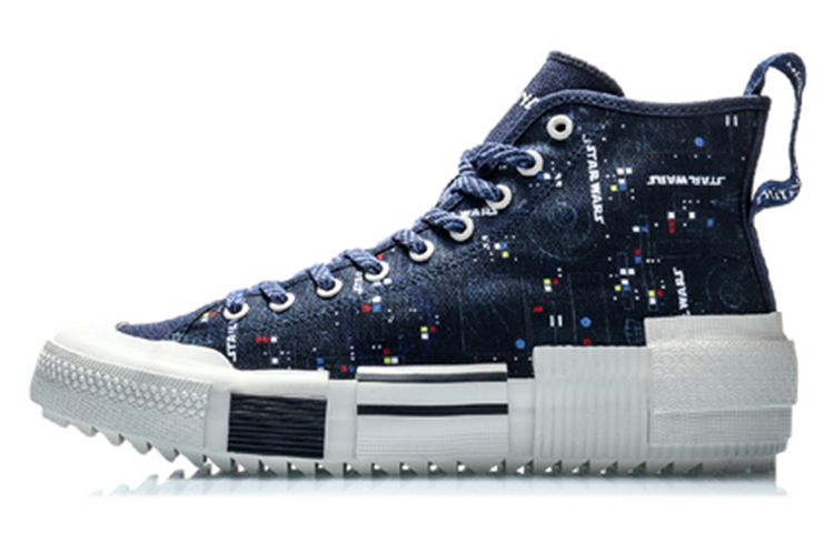 LiNing Coverage Slip Resistant, Abrasion Resistant, Lightweight High Top Skateboard Shoes Men's Navy Blue