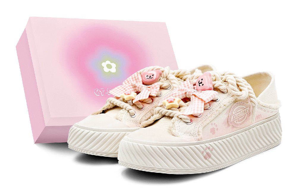 Dickies 100th Anniversary Anti-Slip Wear-Resistant Low-Top Canvas Shoes Women's Beige Pink