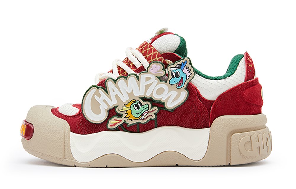 Champion Skateboard Shoes Men Low-Top New Year Red/Milk White