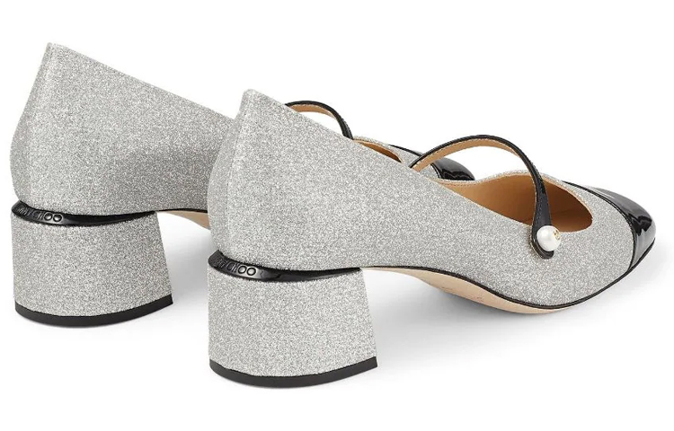 Jimmy Choo Block Heel High Heels 4.5cm Women's Silver Black