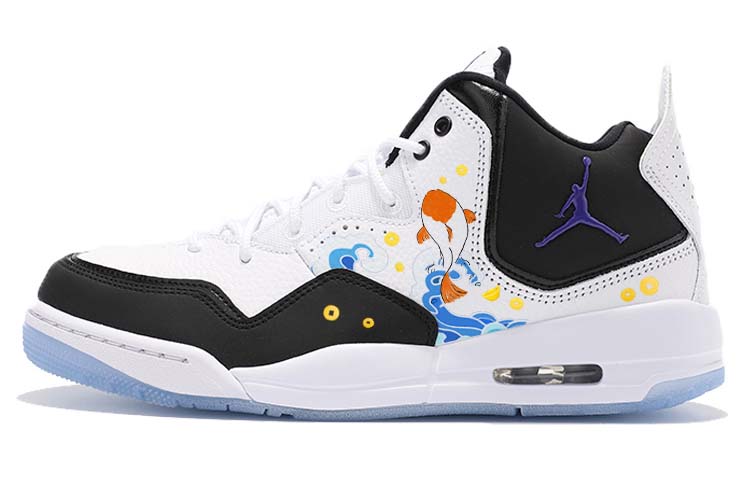 Jordan Courtside 23 Anti-Slip Wear-Resistant Mid-Top Vintage Basketball Shoes GS Black White