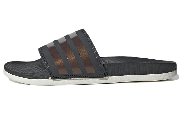 Adidas Adilette Comfort Slides 'Stripes Shimmer   Copper Metallic' Women's