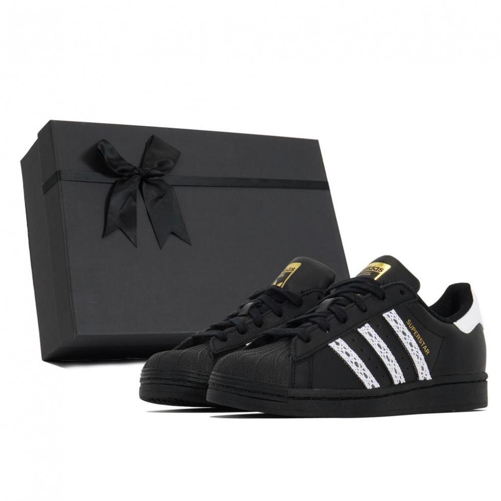 Teenagers Adidas Originals SUPERSTAR Anti-Kick Cushioning Wear-Resistant Low-Top Kids' Skateboarding Shoes Black White