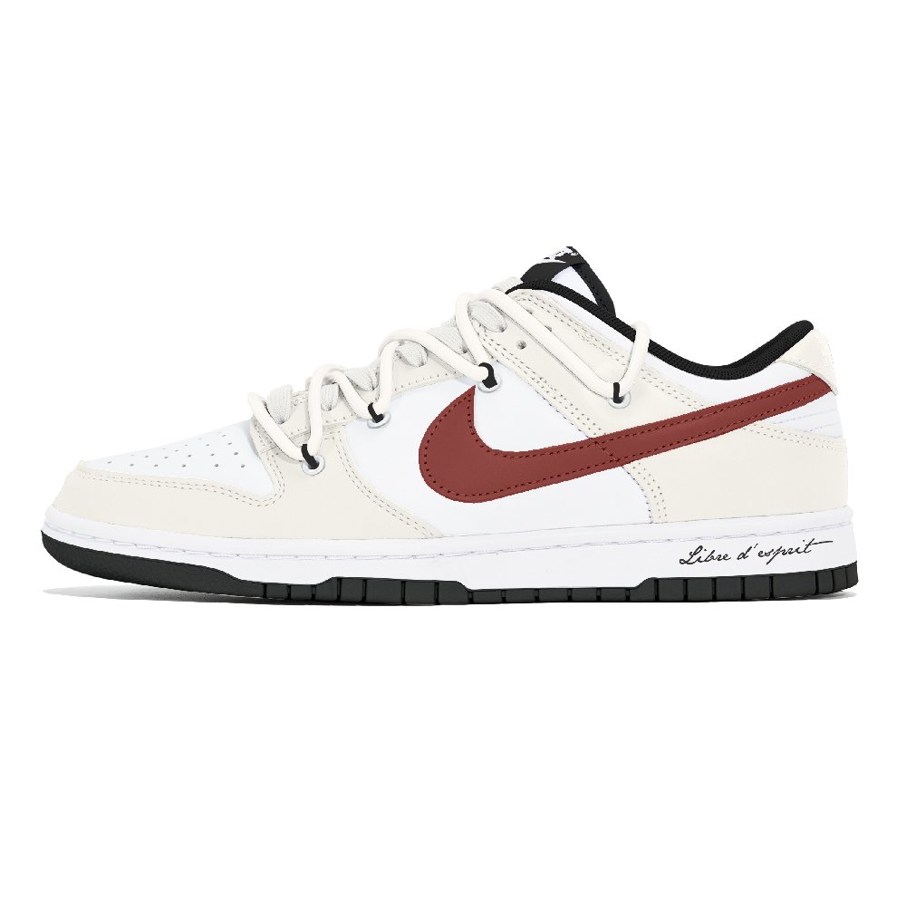 Nike Dunk Abrasion-Resistant Low-Top Skateboard Shoes Unisex Beige Red