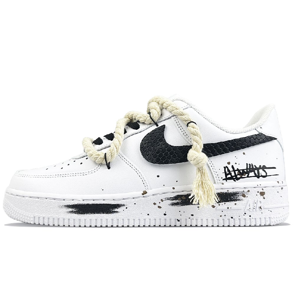 Nike Air Force 1 Coverage Low-Top Skateboard Shoes Unisex White Black