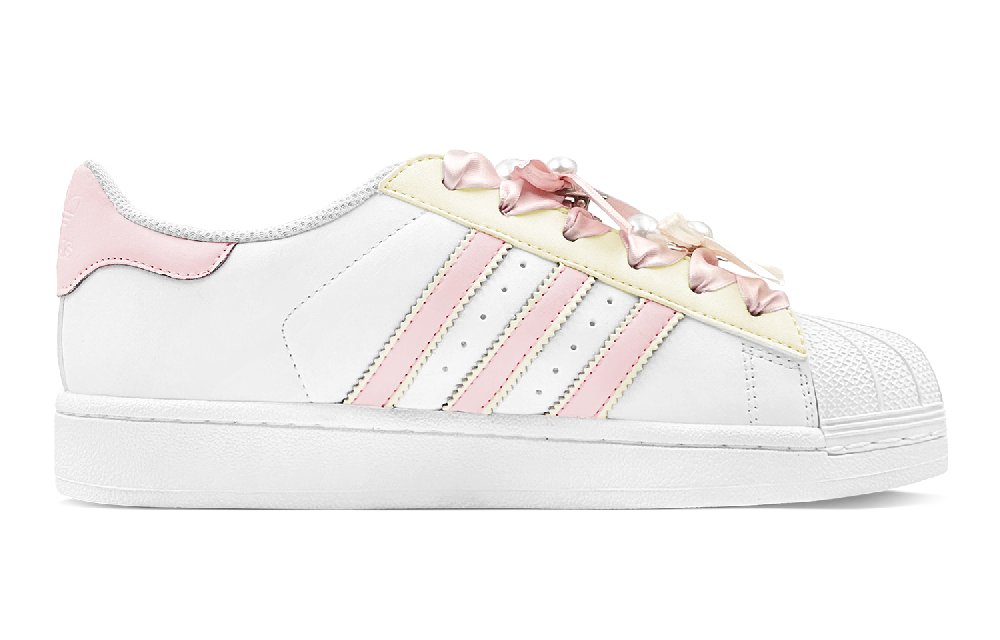 Adidas Originals Superstar Skateboard Shoes Unisex Low Top Pink/Yellow