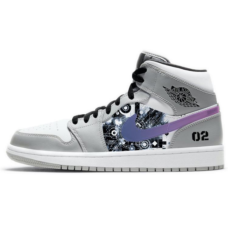 Jordan Air Jordan 1 Wear-Resistant Slip-Resistant Mid-Top Vintage Basketball Shoes Men's Smoke Gray