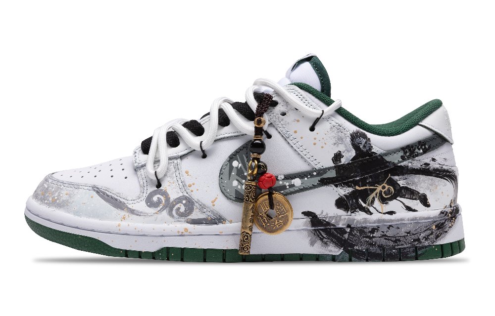 Nike Dunk Coverage Cushioning Abrasion Resistant Low top Skateboard Shoes Unisex Ink Wash With Sprinkled Gold