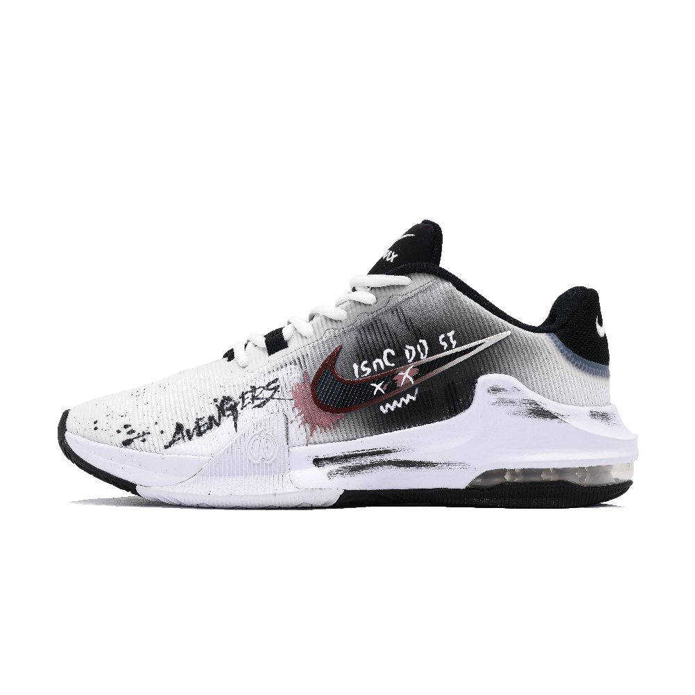 Nike Air Max Impact 4 Cushioning Abrasion Resistant Breathable Low Top Basketball Shoes Men's Black White