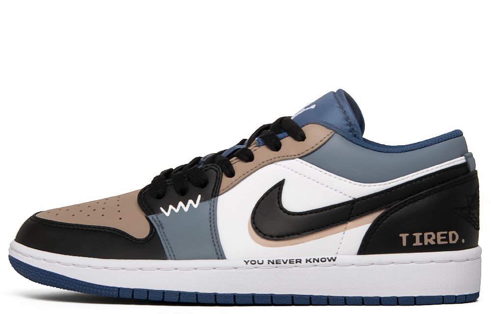 Jordan Air Jordan 1 Anti Slip Wear Resistant Low Top Vintage Basketball Shoes Men's Black Blue Brown