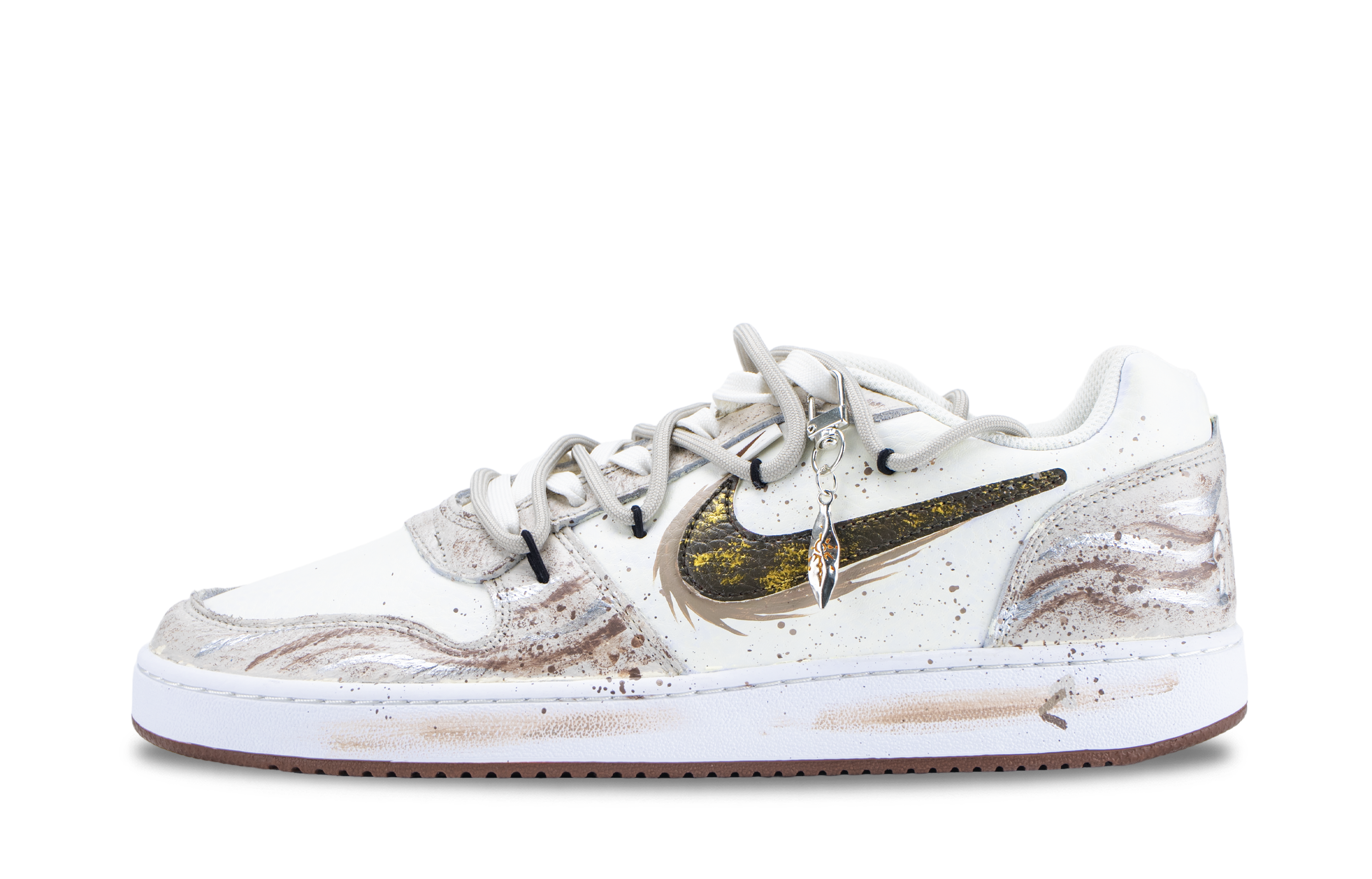 Nike EBERNON Golden Years Box Abrasion Resistant Low top Skateboard Shoes Men's Gray Gold