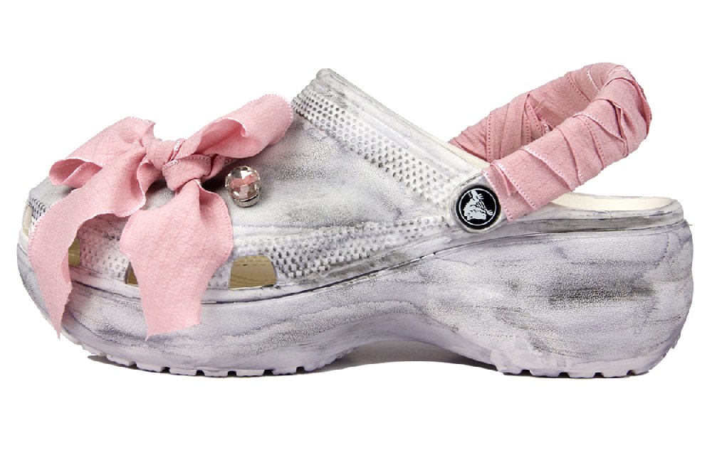 Crocs Classic Platform Clog Clogs Unisex White Gray