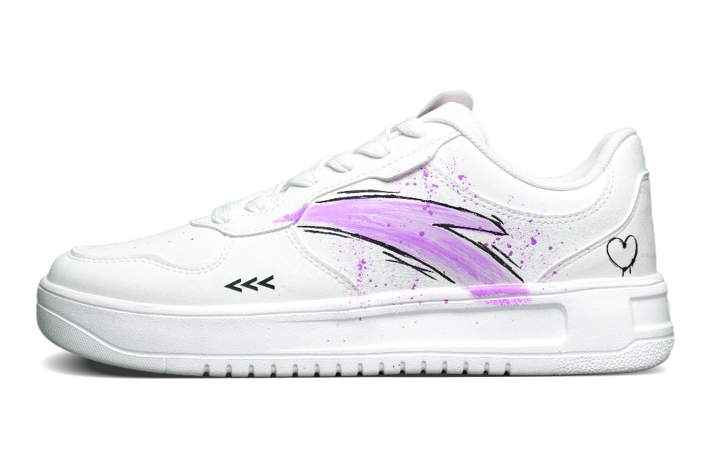 Anta Slip-Resistant Cushioning Low-Top Skateboard Shoes Men's White Purple