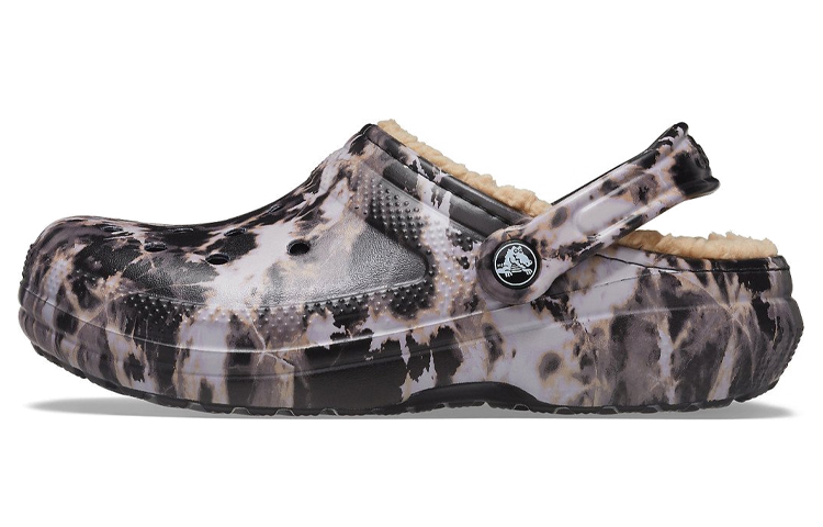 Crocs Classic Lined Bleach Dye Clogs 'Black White Beige'